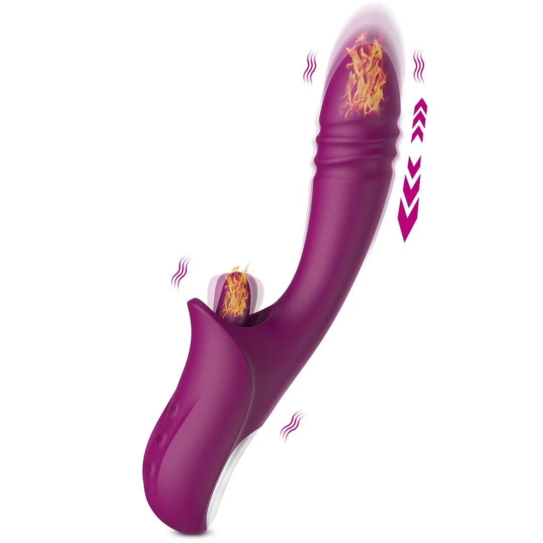 2-in-1 Tongue-licking Thrusting G-spot Vibrator