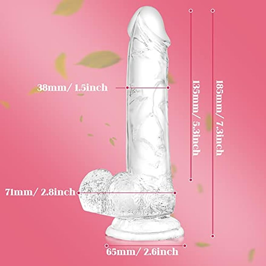 7.3 inch Soft Realistic Transparetn Dildo, Safety Material, with Powerful Suction Cups-ZhenDuo Sex Shop-ZhenDuo Sex Shop