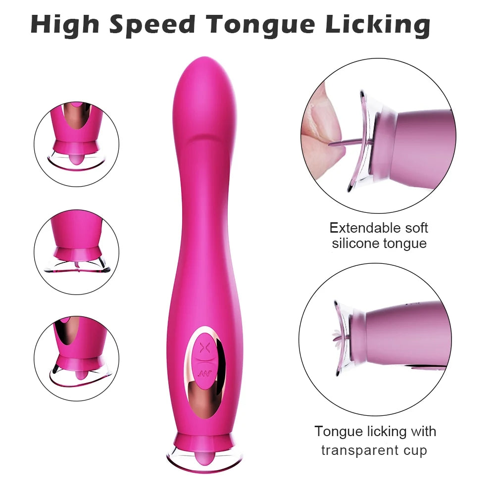 2 In 1 Invisible G-spot Tongue Vibrators Clit Licking Stimulator Breast Massager Vibrator