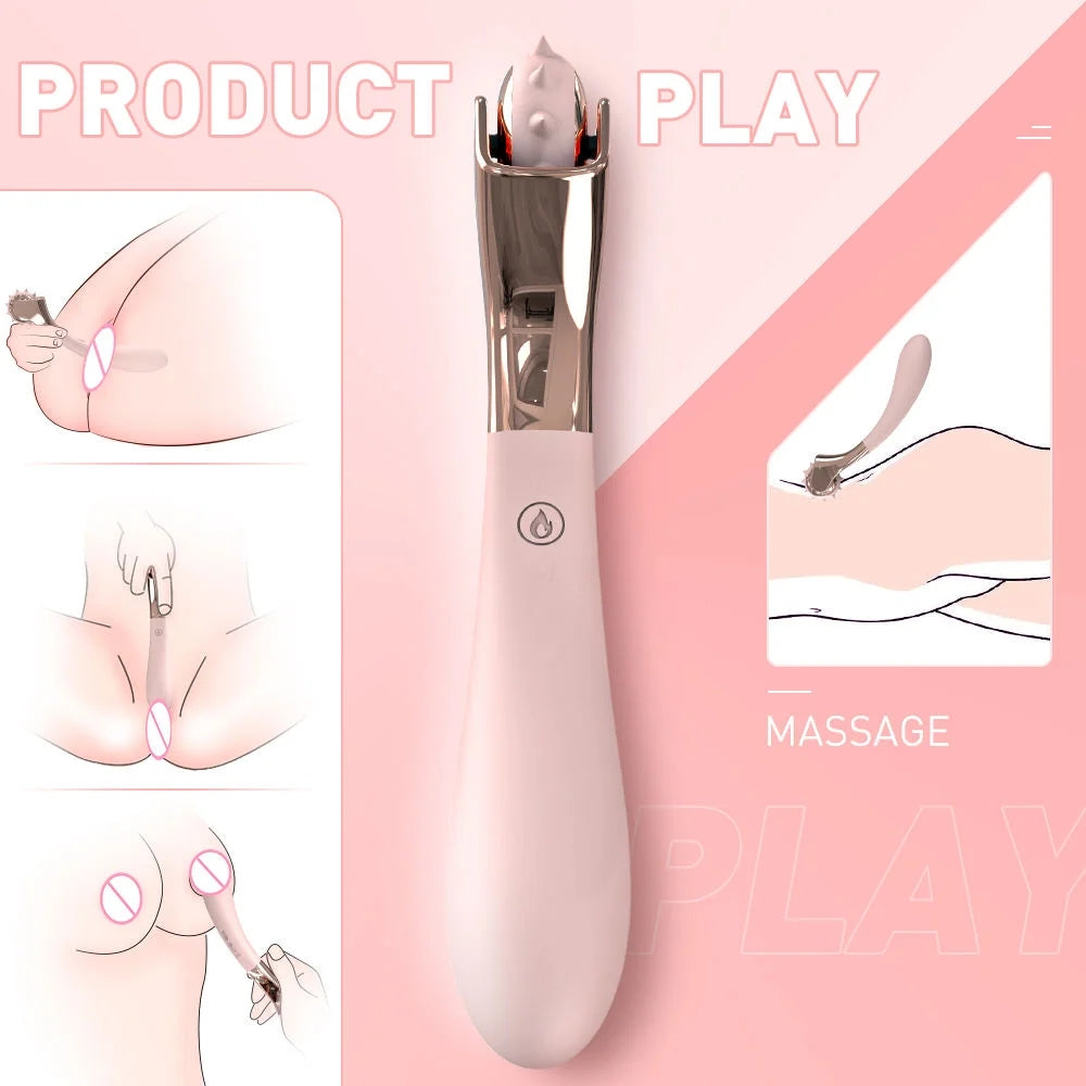 Fillet Shape Roller Clitoris Stimulator G Spot Breast Body Massage Vibrator