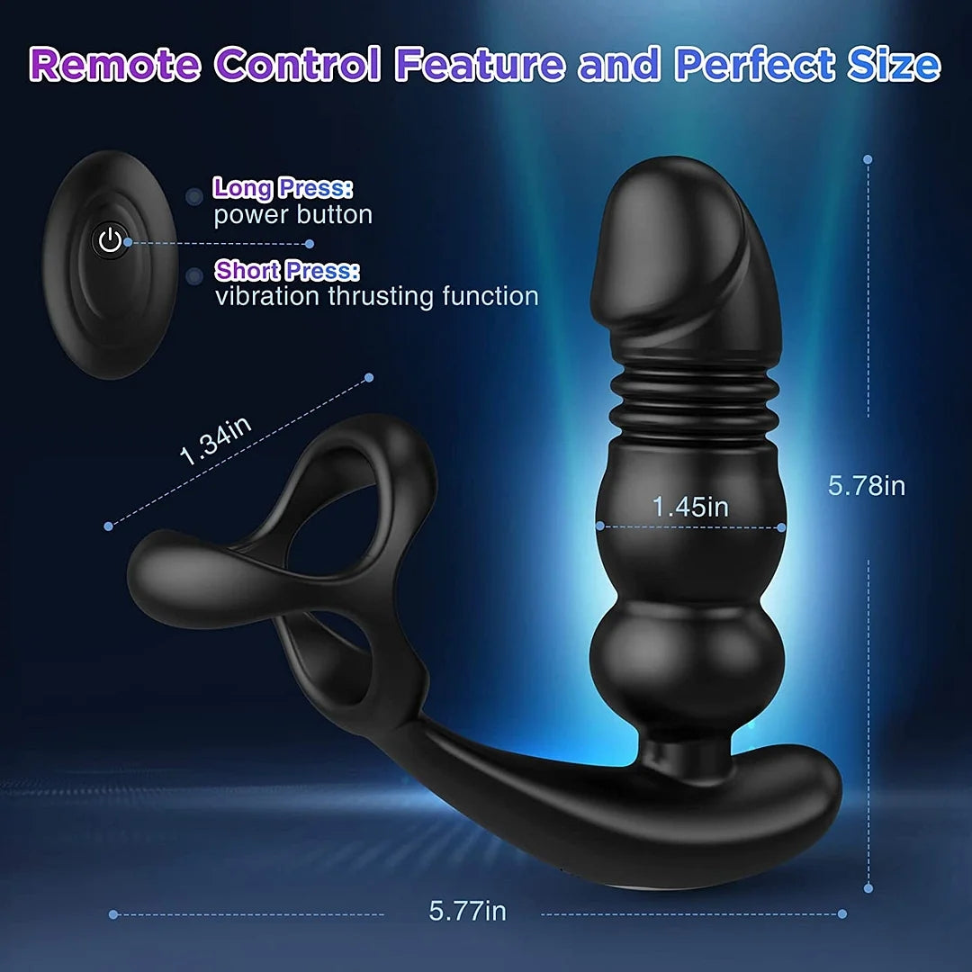 2-in-1 Telescopic Vibrating Prostate Massager With Penis Rings