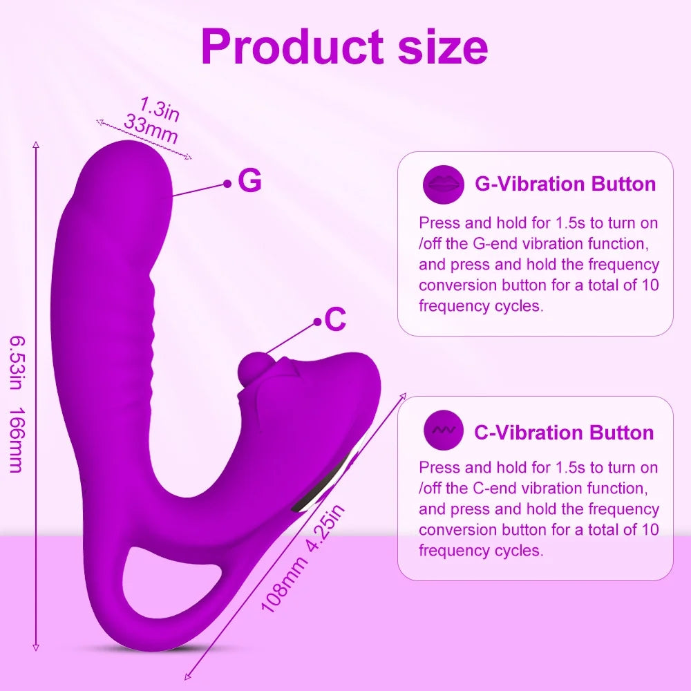 Rose Double Arousal Handheld Clit G-spot Vibrator