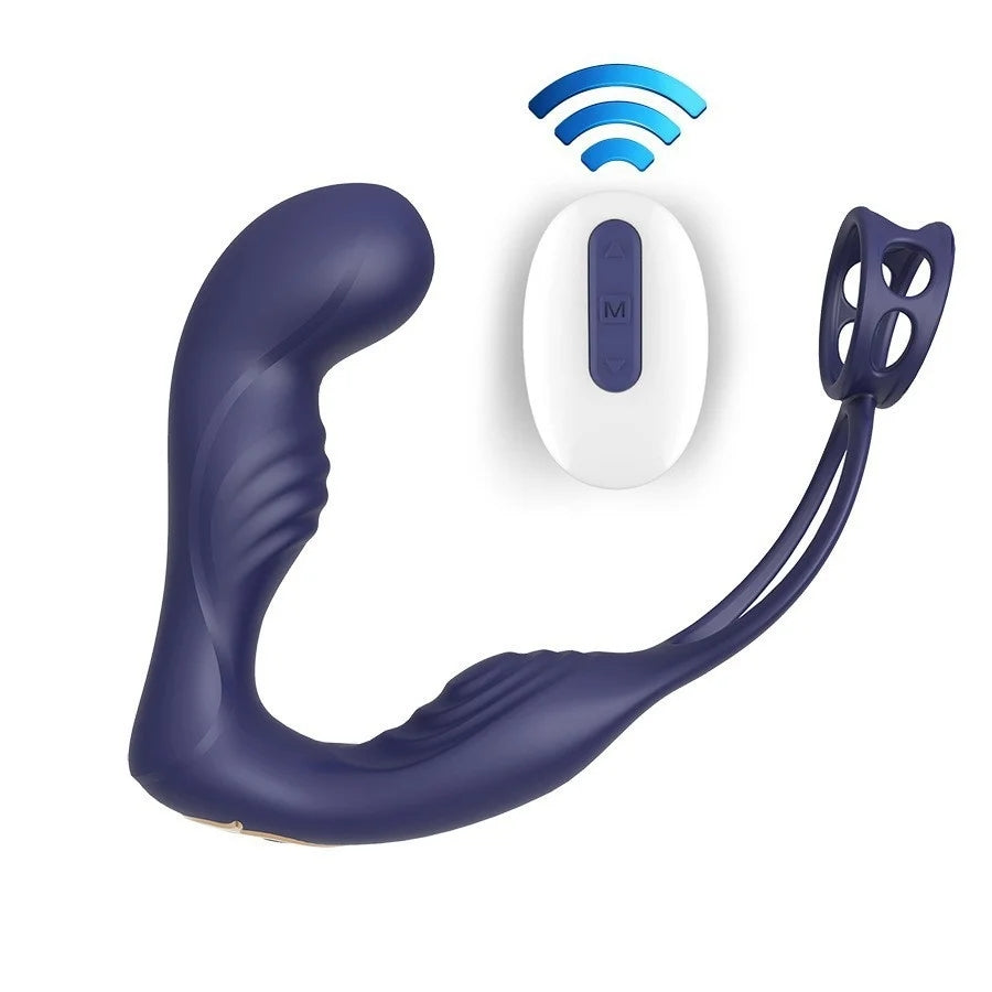 Vibrating Prostate Massage With Double Penis Ring