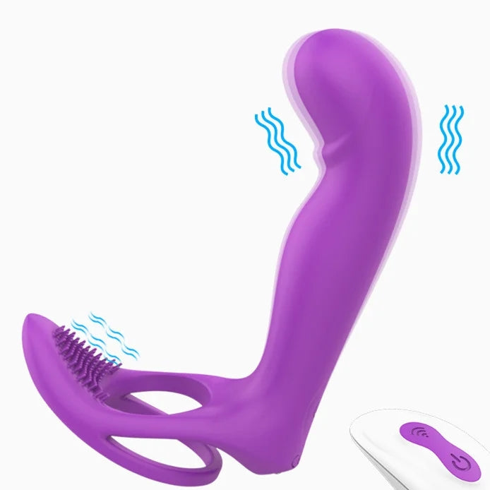 Remote Control Vibrating Strap on with Penis Rings for Couples