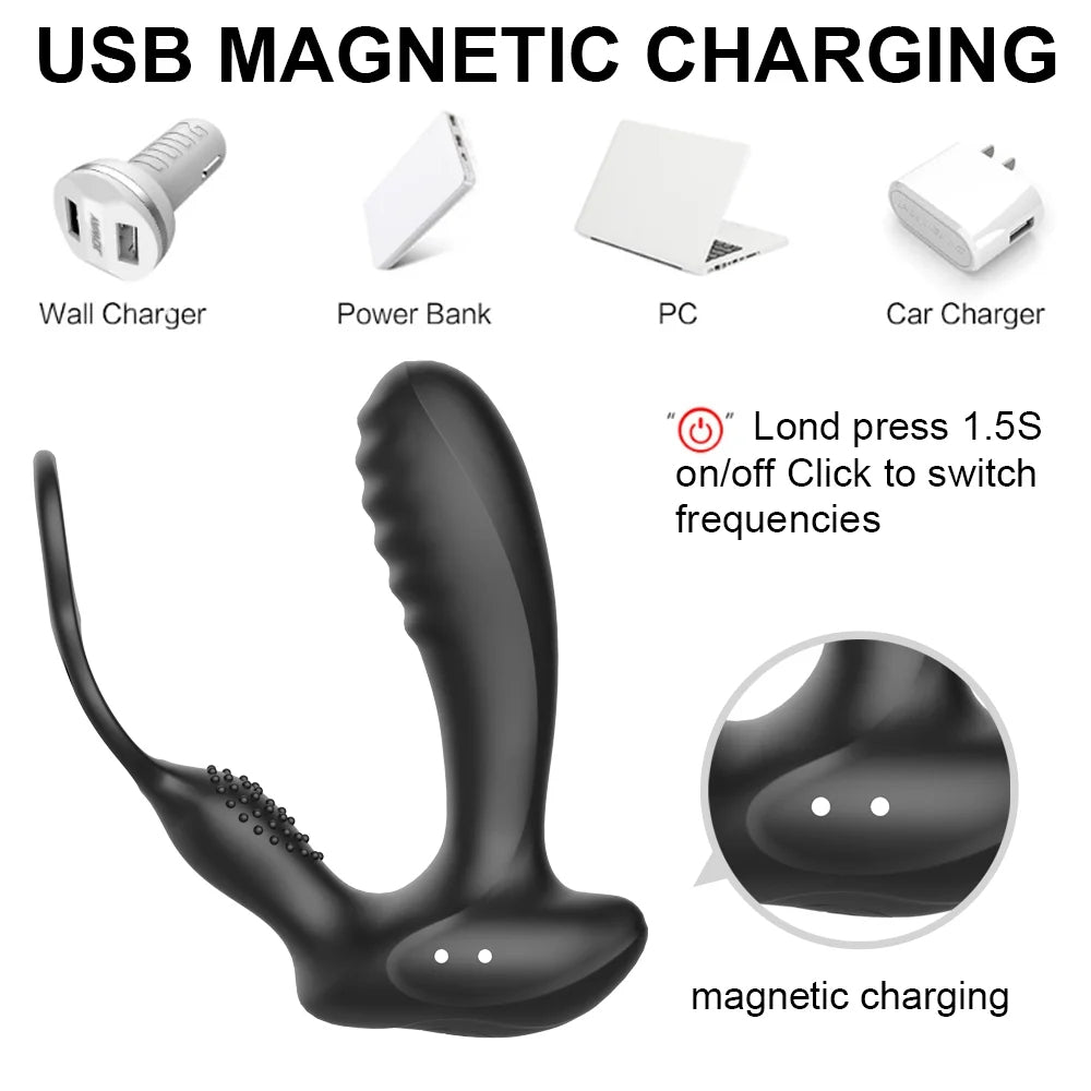 2-in-1 Vibrating Prostate Massager & Dual Penis Rings