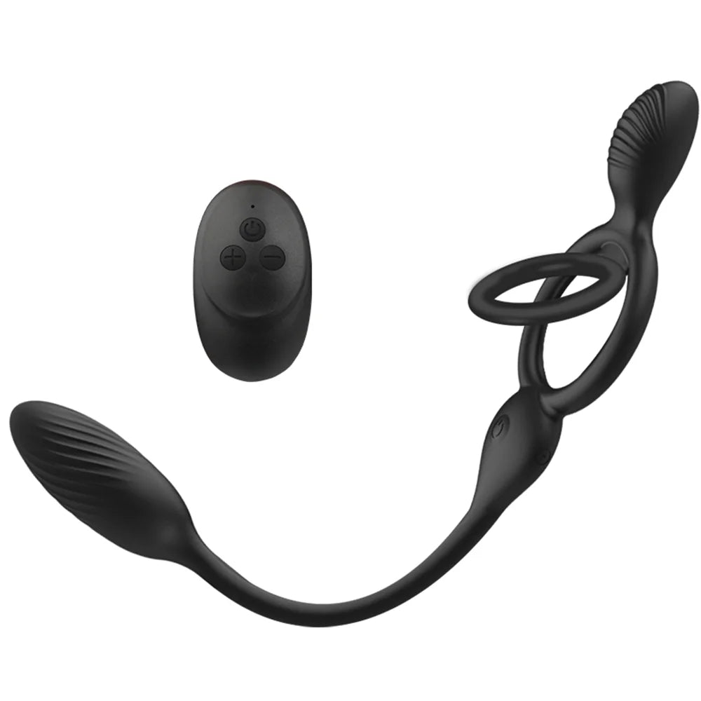 Levi - Wireless Remote Control Double Penis Rings Vibrating Egg For Couples