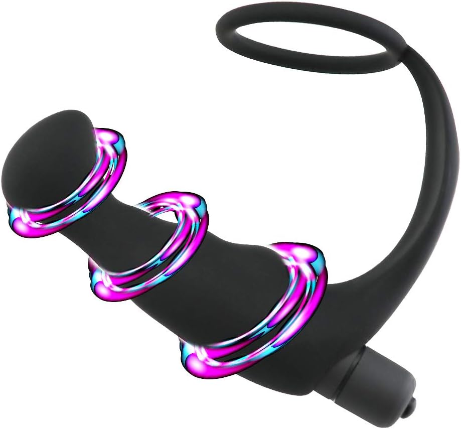 Vibrating Prostate Massager Penis Lock Ring with 10 Strong Vibration Modes