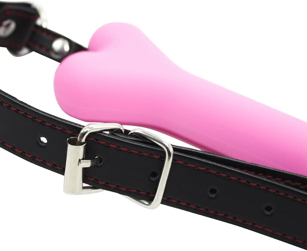 Bondage Silicone Leather Dog Bones Gag Mouth Pet Bone Bite Ball Gag BDSM Fetish