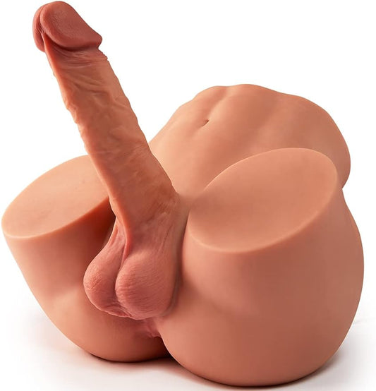 10.5 LB 2 in1 Torso Male Sex Doll with Realistic Dildo and Testis, Anal Male Masturbator with Tight Hole for Men Masturbation, Gohya Unisex Sex Toy for Couple Brown