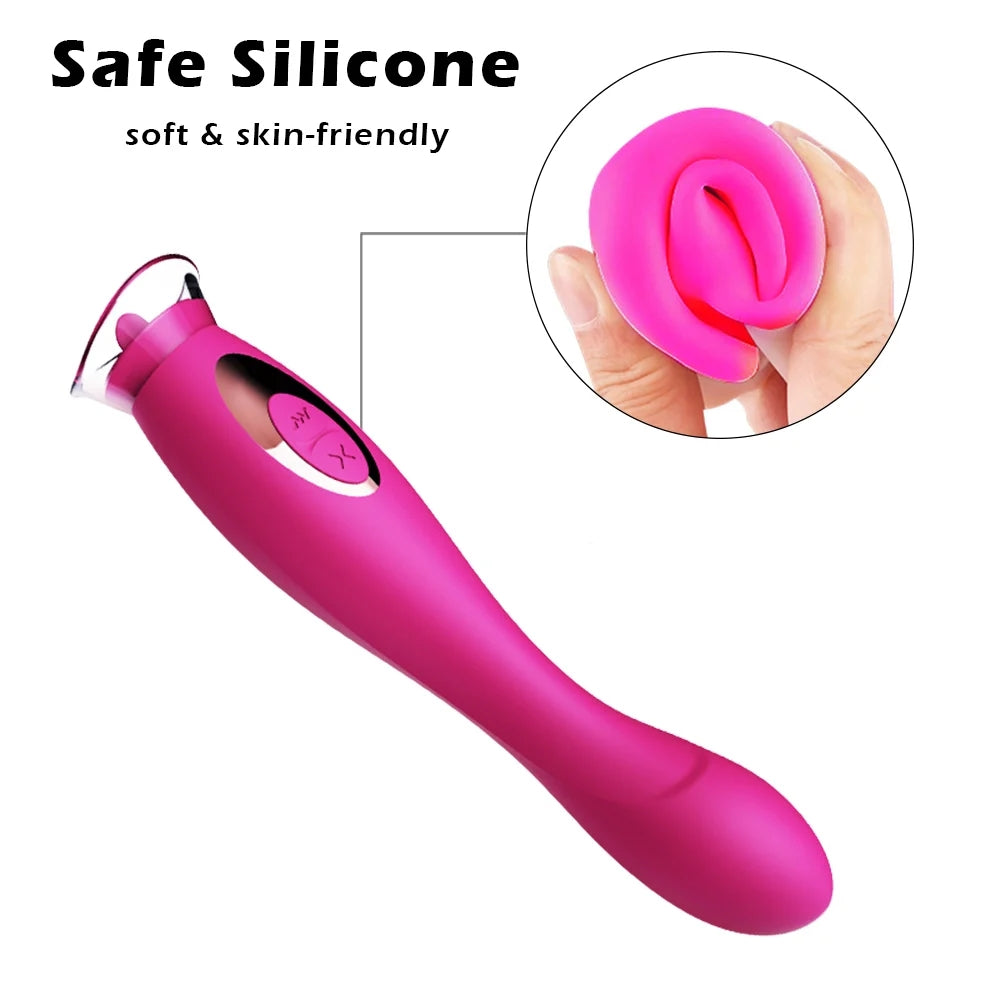 2 In 1 Invisible G-spot Tongue Vibrators Clit Licking Stimulator Breast Massager Vibrator