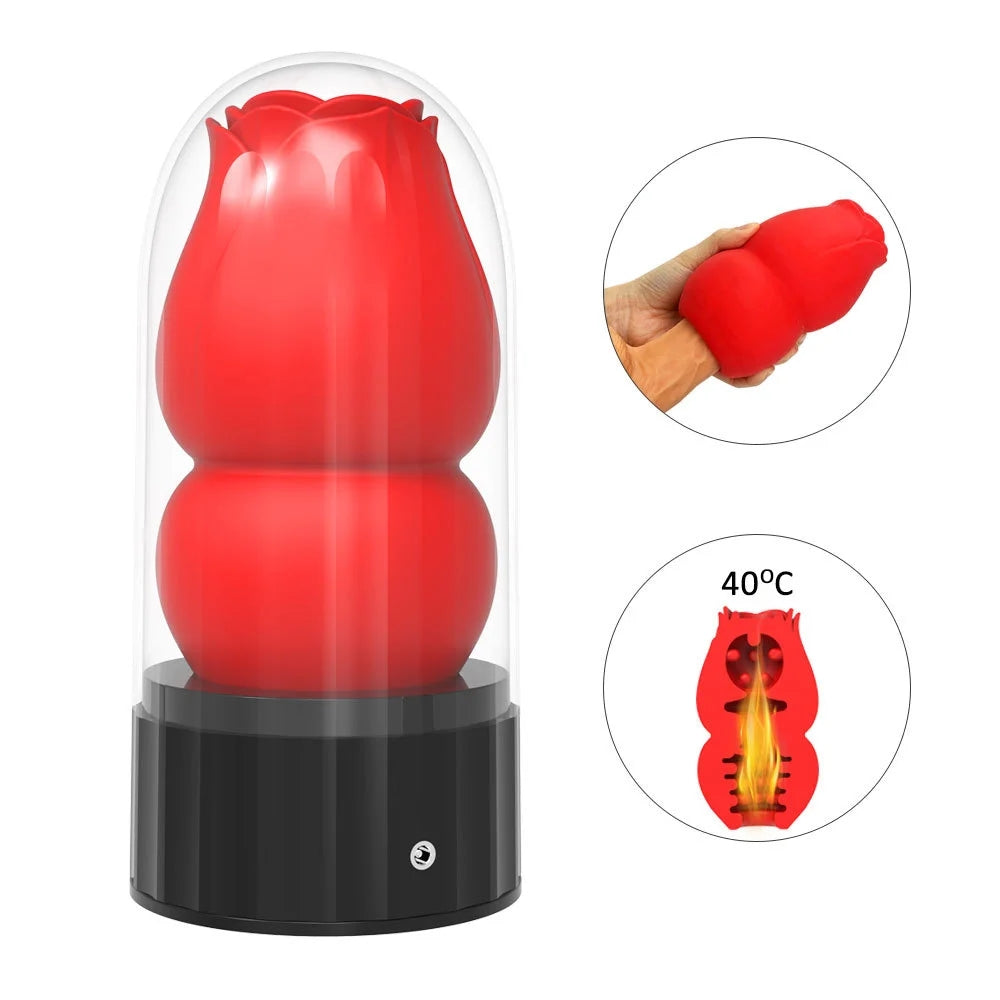 Male Rose Toy Heating Manual Masturbation Cup - ZhenDuo Sex Shop