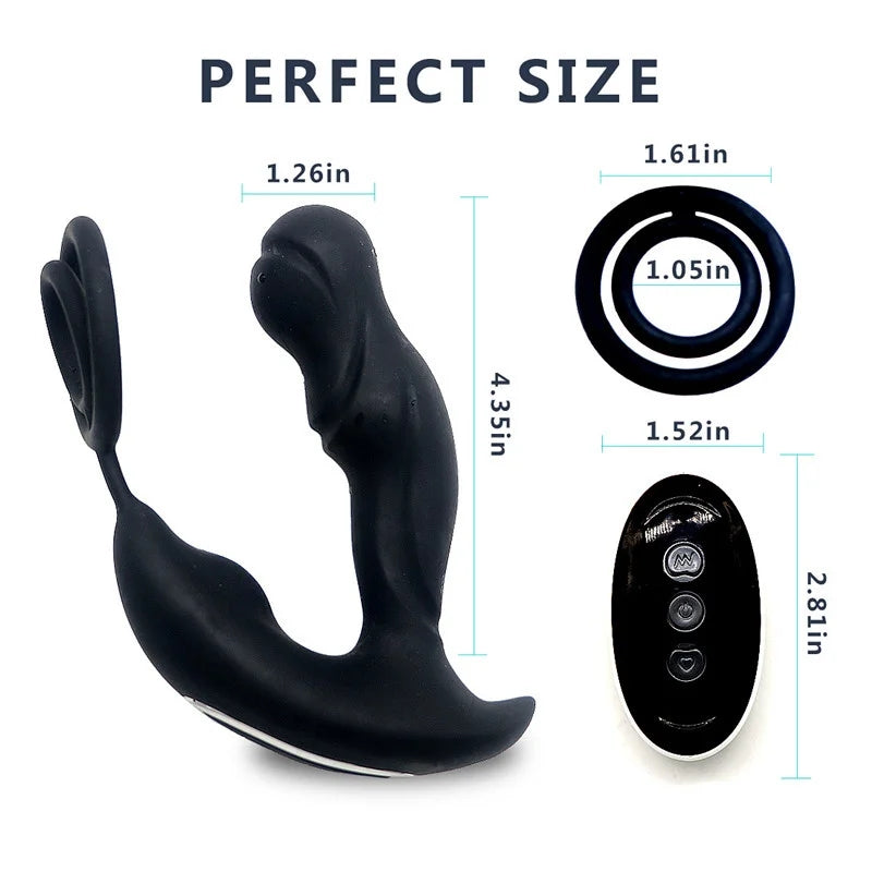 Wireless Remote Control Heating Vibration Prostate Massager With Penis Ring