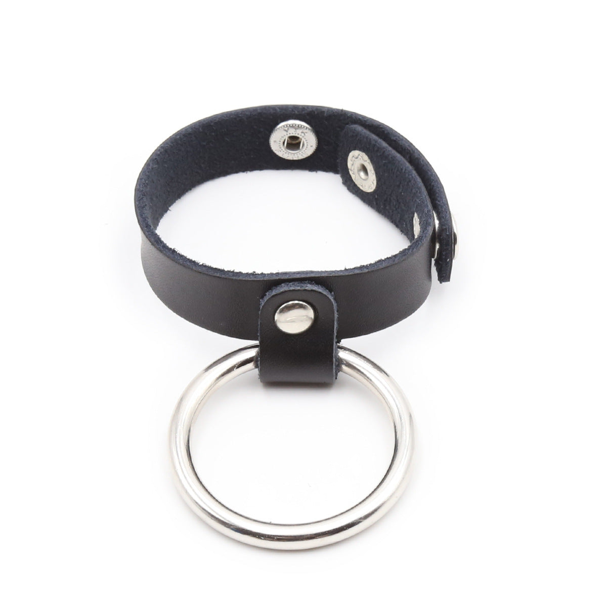 Metal Penis Ring with Leather Scrotum Bondage Straps Adjustable Delay Cock Ring Penis Retarded Ejaculation