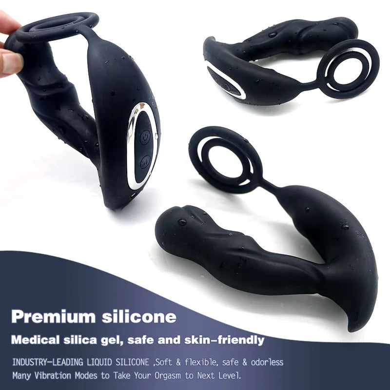 Wireless Remote Control Heating Vibration Prostate Massager With Penis Ring