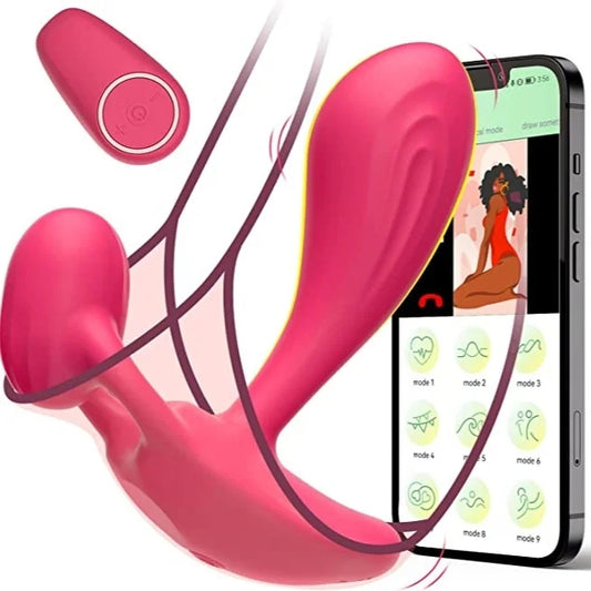 App Remote Control Double Shock Rotating Clit Stimulating Panty Vibrator