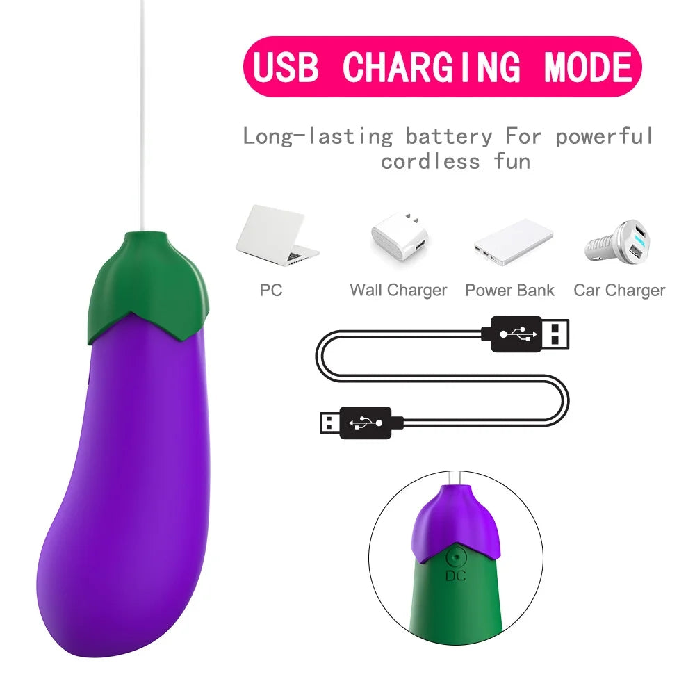 Wireless Remote Control Warming Eggplant Vibrator