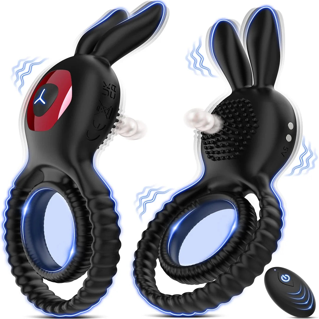 Rabbit Head Vibration Double Rings For Couples