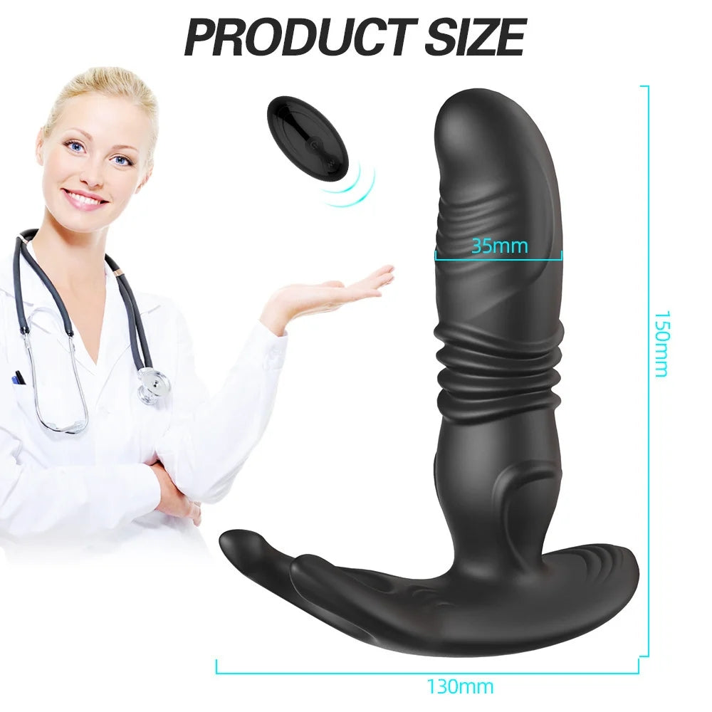 Wireless Remote Retractable Prostate Massage Stick Male Sperm-locking Ring Sex Toys For Couples