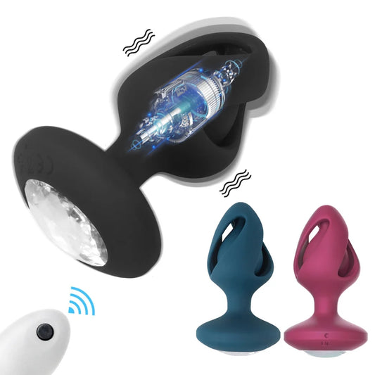 Hollow 10 Band Silicone Anal Plug With Remote Control