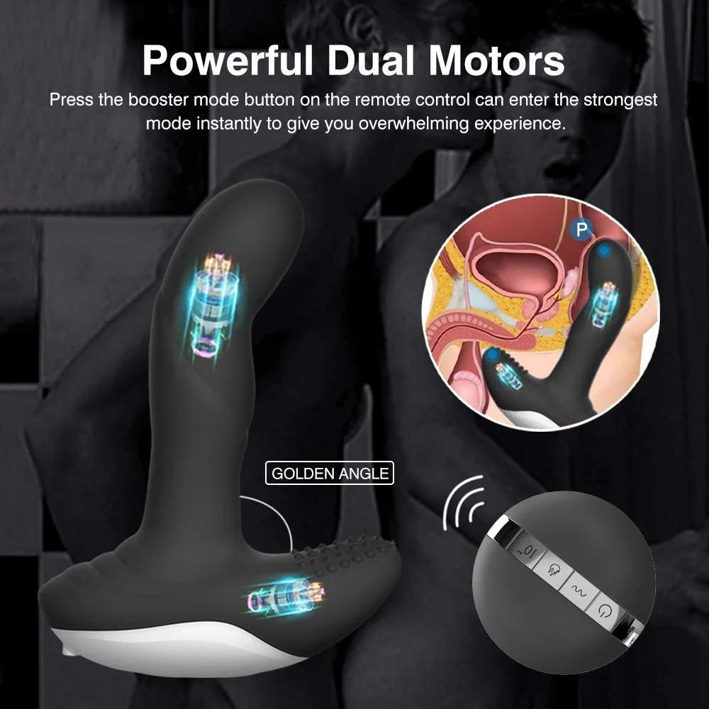 Wiggle-Motion Dual Motors Vibrating Anal Vibrator for Men with Remote Control Heating Anal Vibrators Butt Plug Prostate Massager Stimulator