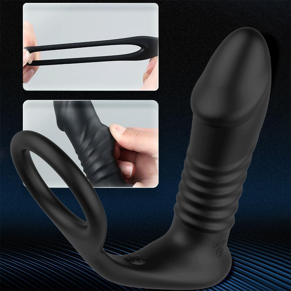 Remote Control 10 Vibration Prostate Stimulator Anal Vibrator with Cock-Ring