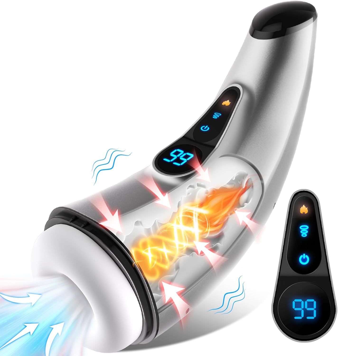 HGOD 007 Pro LCD Display Smart Heating Masturbator 3D Textured Sleeve with 9 Sucking & 9 Vibrating Modes