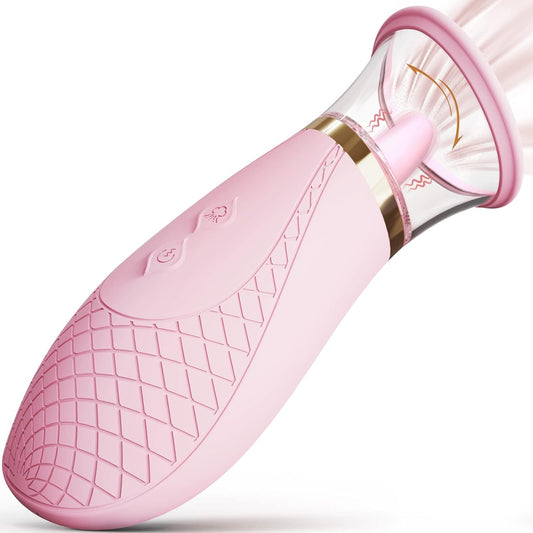 Jesbena Clitoral Sucking Vibrator Sex Toys, 3 Sucking 9 Licking Modes Nipples Clit Sucker for Quick Orgasm, Tongue Vibrators Adult Toys for Women Couples (Lotus Pink)