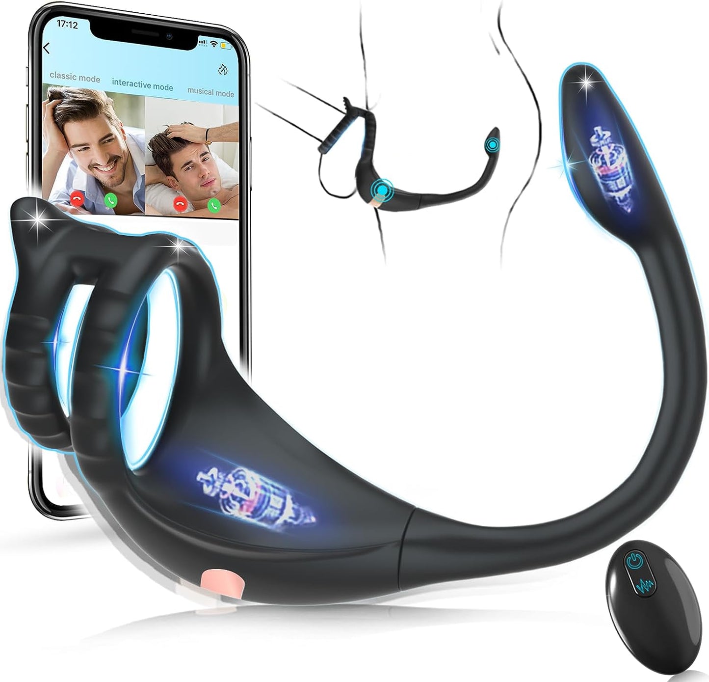 Vibrating Cock Ring Taint Stimulator with Mini Bullet, Remote Control Anal Butt Plug Prostate Massager Penis Ring Male Vibrators for Men Pleasure Sex Toys For Adult Couples