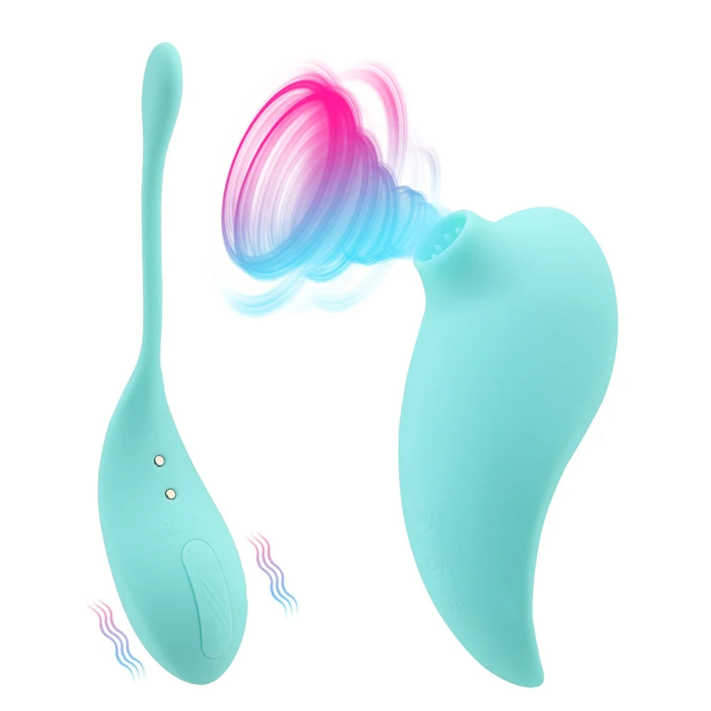 Remote Control Vibrator Set Clit Sucker & Vibrating Egg