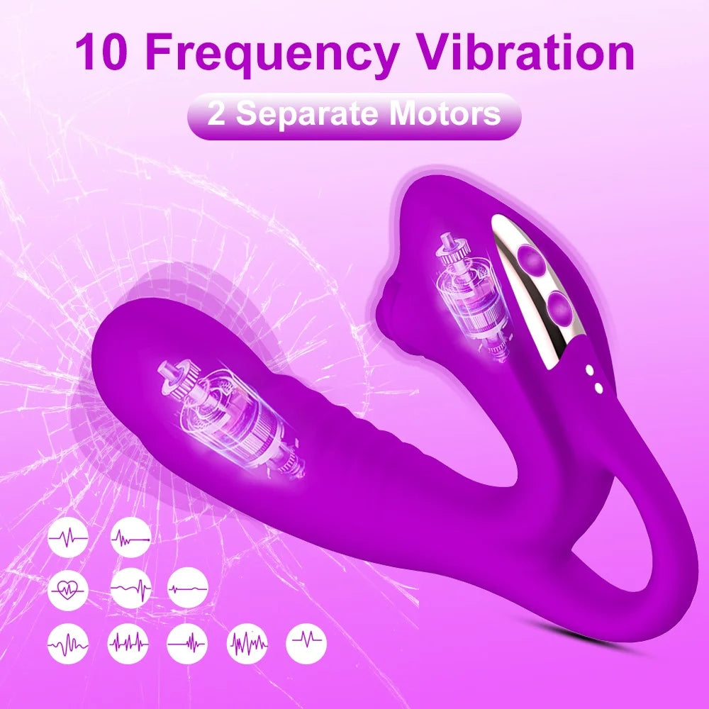 Rose Double Arousal Handheld Clit G-spot Vibrator