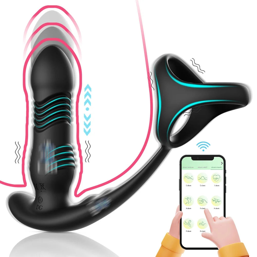 Telescopic Vibration Prostate Massager & Triple Ring