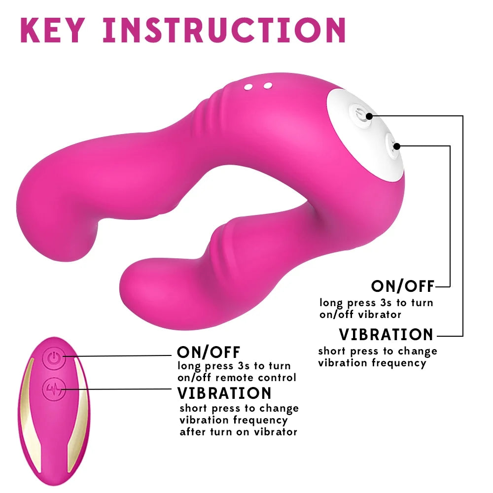 Double Head Vibrator Couple Resonator With Remote Control