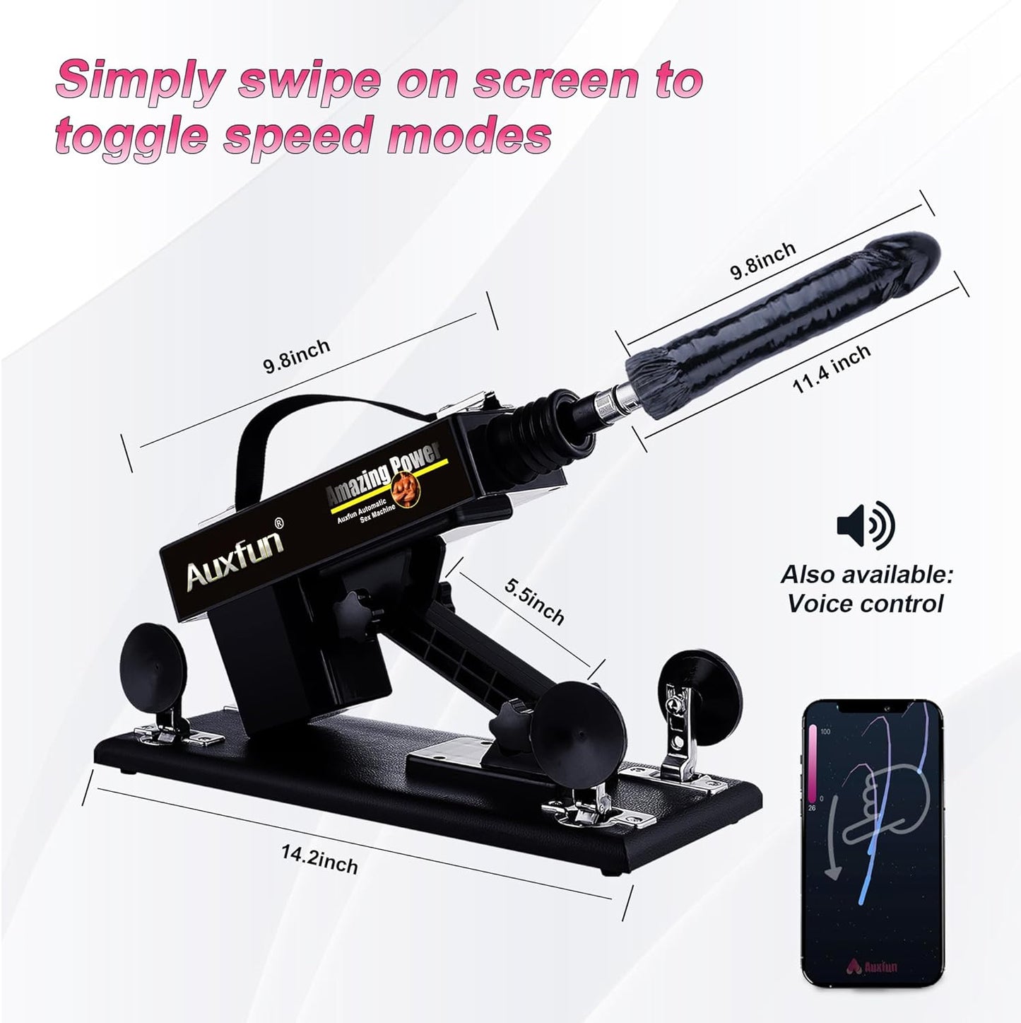 Hands Free Automatic Sex Machine with Remote Control & Graded Dildo, Thrusting Fuck Machine with 3XLR Connector