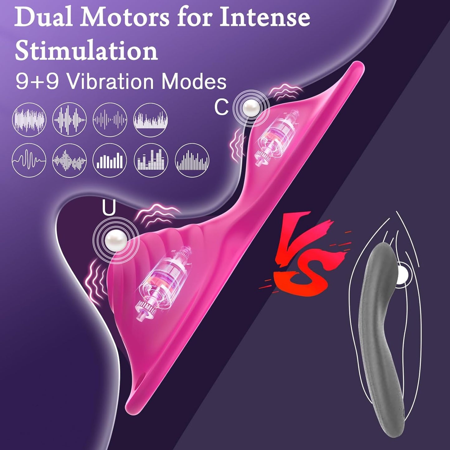 APP Remote Control Vibrator-Butterfly Novelties Clit Stimulator Sit and Ride Women Sex Toy with 9+9 Vibration Modes Dual Motor Clit Wearable Vibrator Adult Sex Toy for Female Pleasure Pink