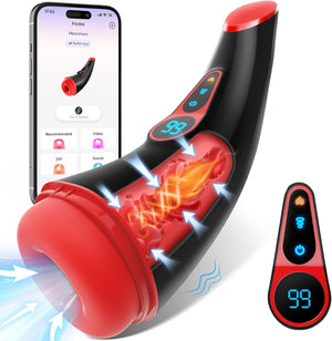 Sex Toys for Men Male Masturbator - APP Control Adult Toys Male Masturbators Penis Pump with 9 Sucking & 9 Vibrating Modes, 3D Textured Sleeve Heating Mens Sex Toy, LCD Display Pocket Pussy for Men
