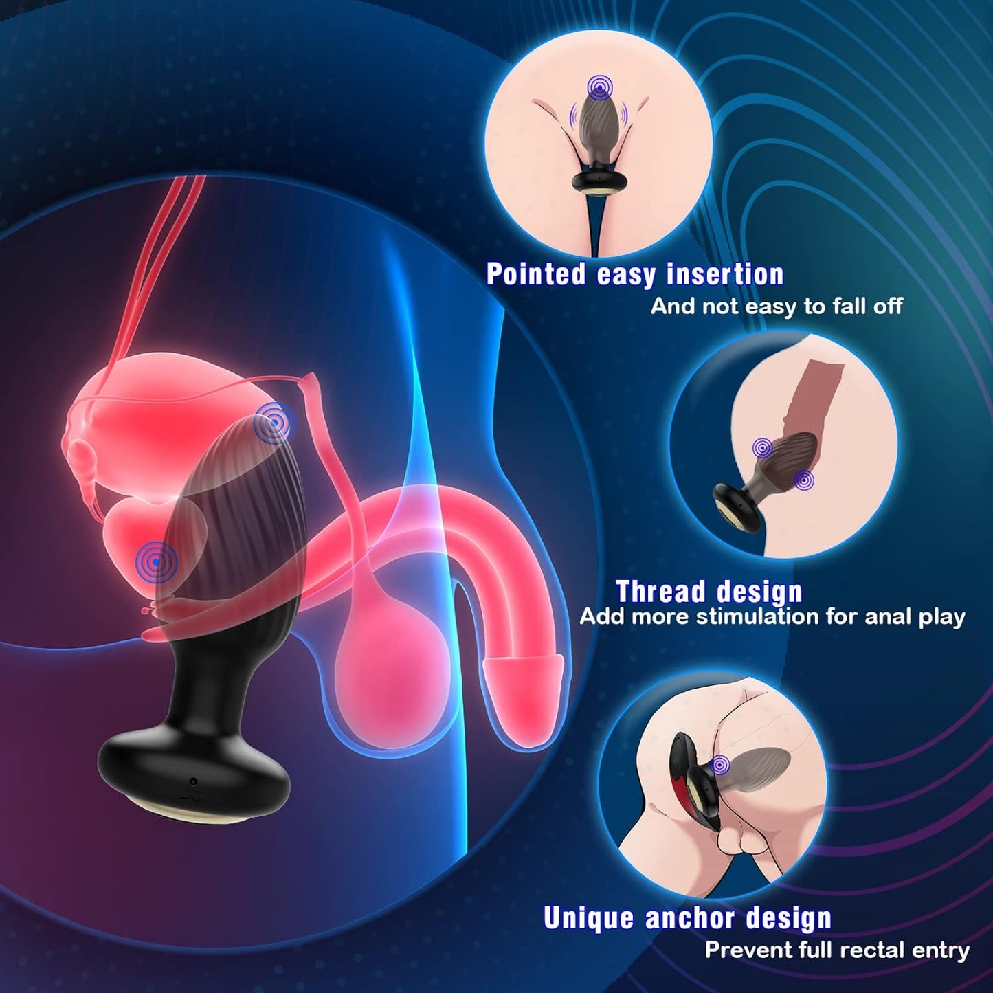 360 Degree Rotating Men Prostate Massager Remote Control Vibrating Butt Plug with 9 Vibrating Rotation Mode