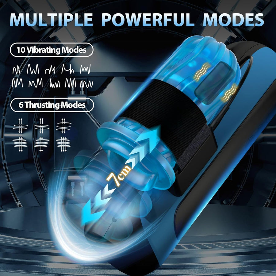 Automatic Penis Pump Male Sex Toys for Men Automatic Male Masturbator,Male Sex Toys with 6 Types of Piston Modes 5 Speed Changes + 10 Vibrating Hands Free Pocket Pussy Male Stroker with 3D
