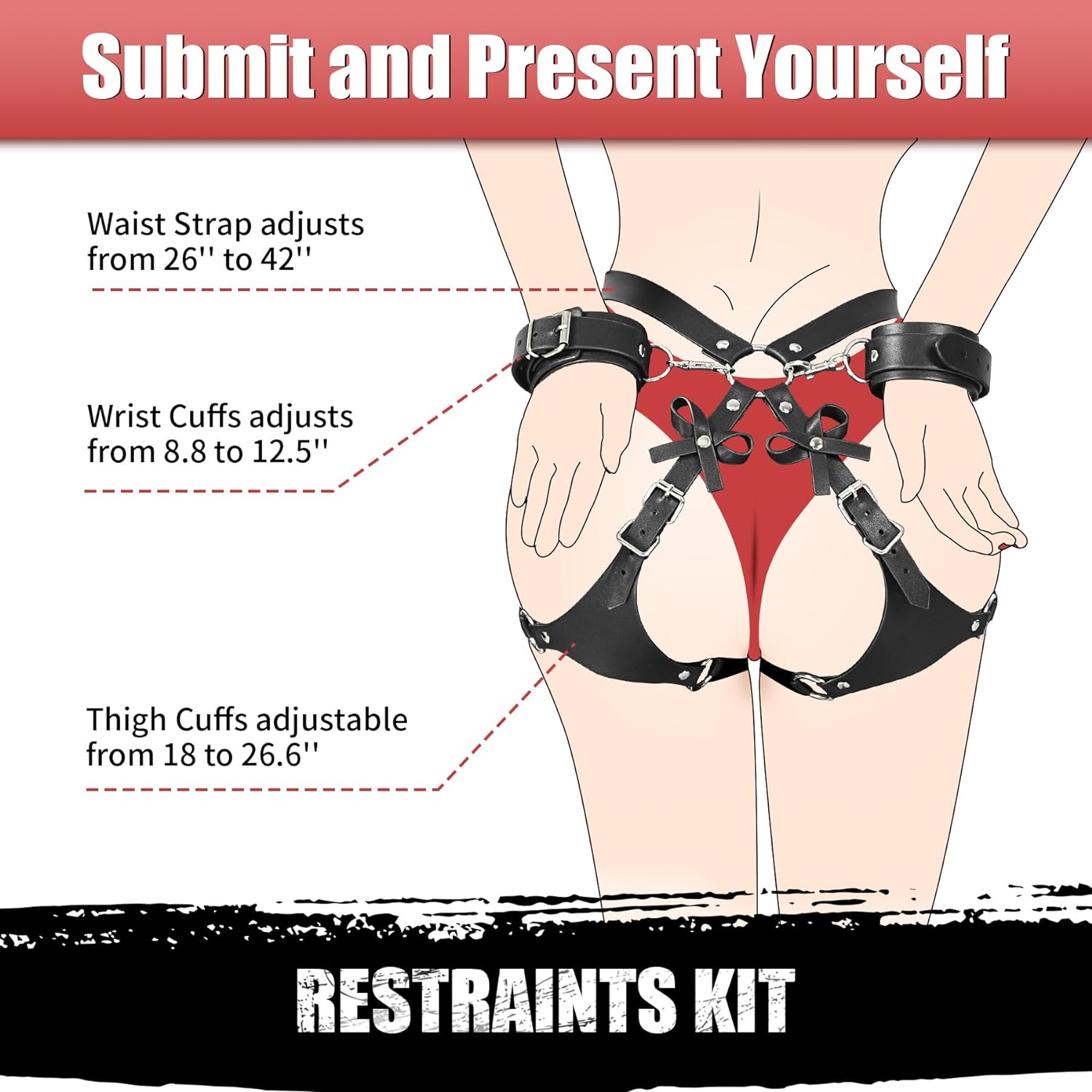 Harness BDSM Sex Restraints with Leather Bondage Straps 2 Wrist Cuffs -  ZhenDuo Sex Shop