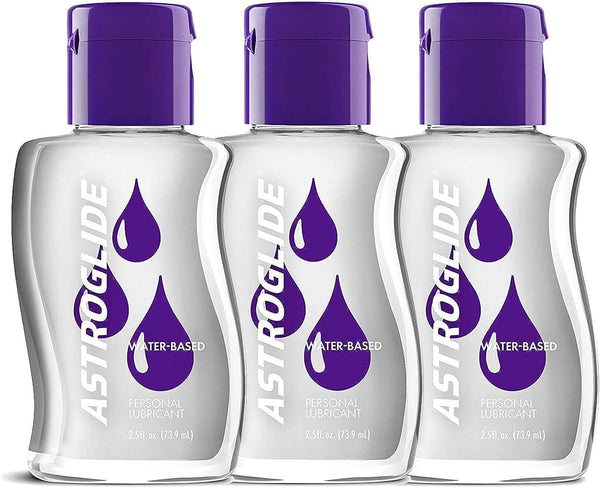 Astroglide Water Based Lube (2.5oz), Liquid Personal Lubricant, Long-Lasting Sex Lube for Men, Women and Couples, Travel-Friendly Size (Pack of 3)
