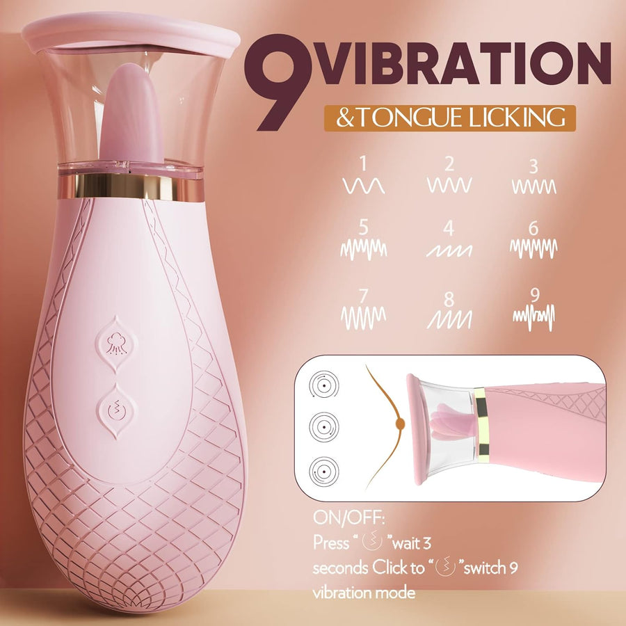 Jesbena Clitoral Sucking Vibrator Sex Toys, 3 Sucking 9 Licking Modes Nipples Clit Sucker for Quick Orgasm, Tongue Vibrators Adult Toys for Women Couples (Lotus Pink)