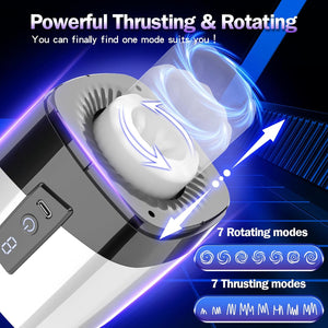 Sex Toys for Men Male Masturbators - Open-Ended Male Sex Toys Pocket Pussy Stroker with 7 Thrusting & Rotating Modes for Penis Stimulation, Blowjob Sex Machine Adult Sex Toys with 3D Realistic Vagina
