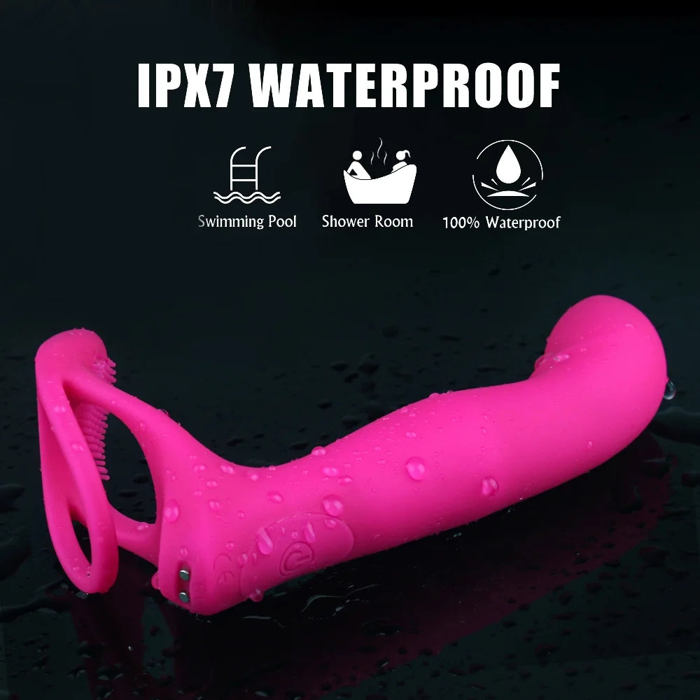 Remote Control Vibrating Strap on with Penis Rings for Couples