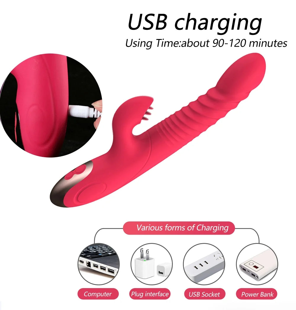 Heating Dildo Vibrator 10 Modes G Spot Vagina Massager