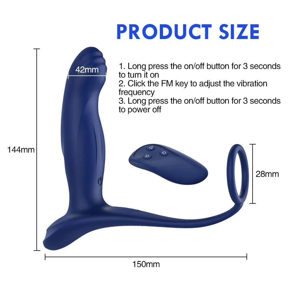 Male Prostate Massage Anal Plug Vibrator With Penis Ring