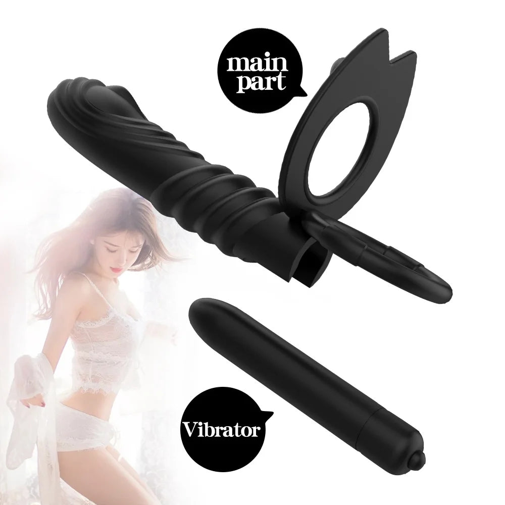 Vibrating Double Cock Rings Vibrator For Couples