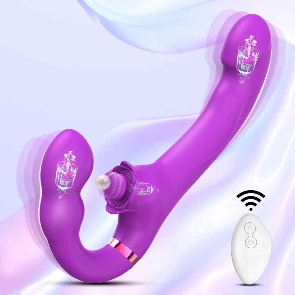 3-in-1 Rose Clit Stimulator Dual Motor Shock Panty Vibrator