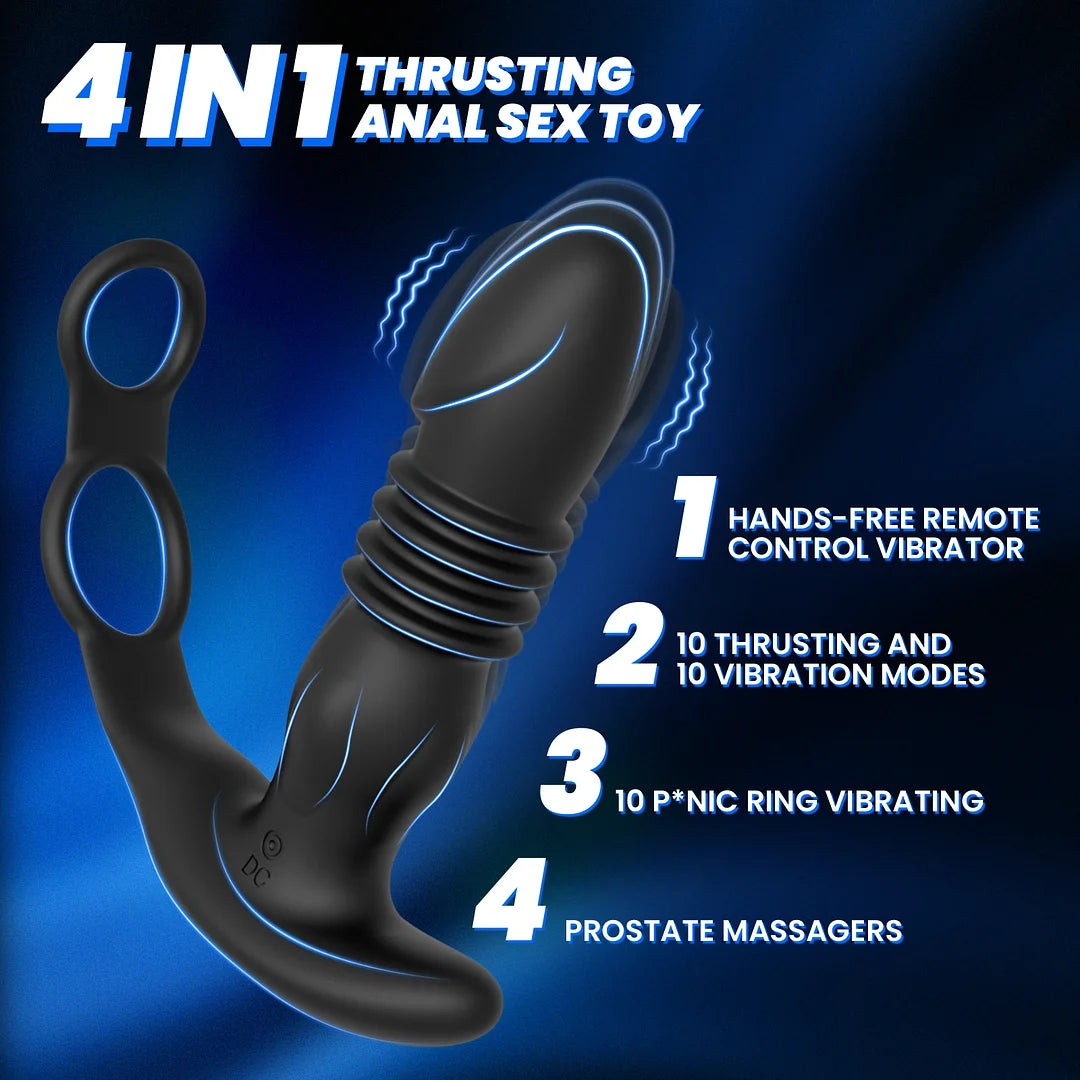 2-in-1 Retractable Prostate Vibrator With Double Rings