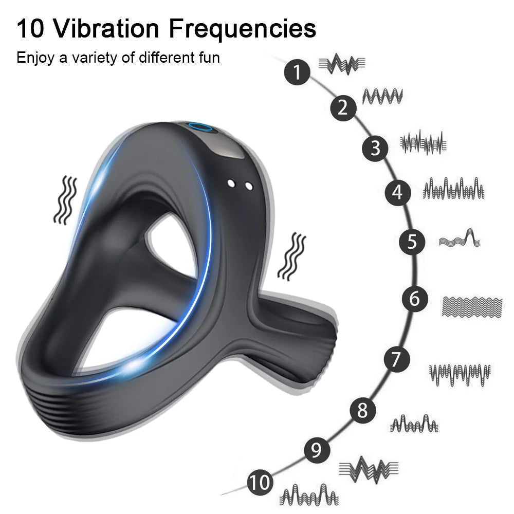 10 Speeds Male Penis Vibrating Cock Ring Vibrator Sex Toys For Men