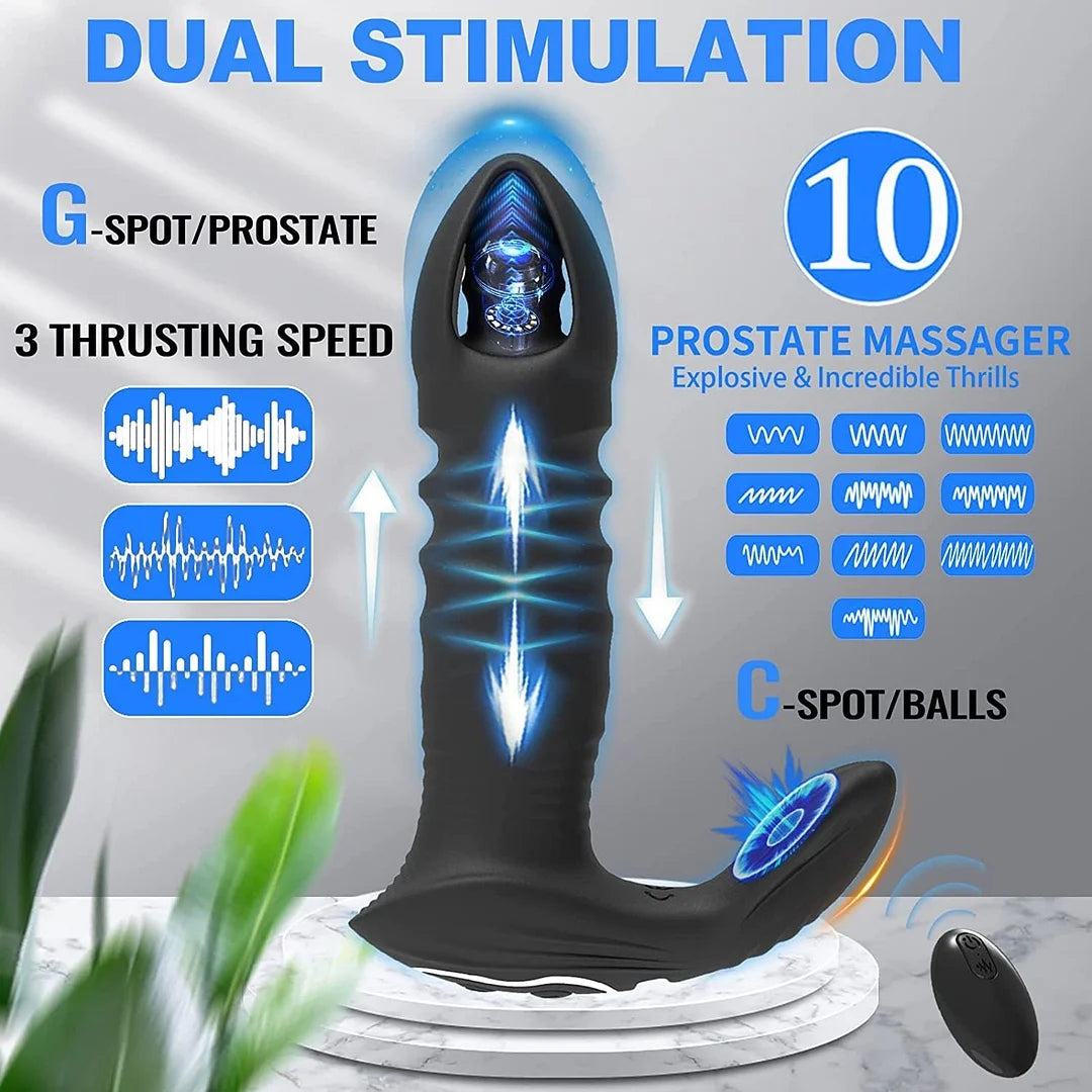 Remote Control Thrusting Anal Butt Plug Vibrator Thrusting Dildo G Spot Clitoris Stimulator