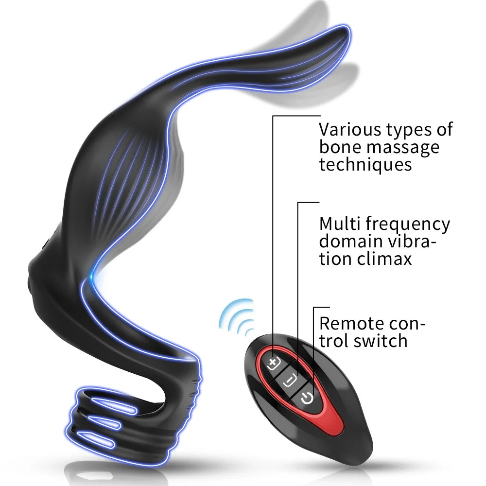 Wireless Remote Control 3-point Stimulation Vibrating Penis Ring